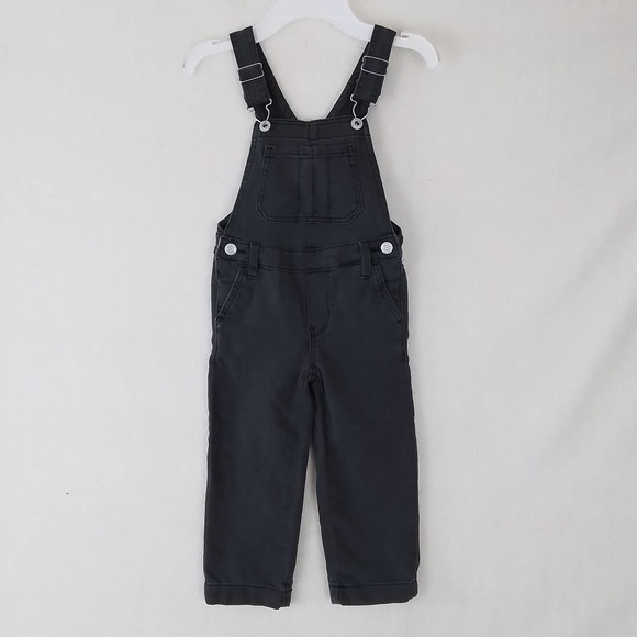 OshKosh Girls Overalls 4‎ Black Faded Cropped Denim Overall Jeans Relaxed Fit - Picture 1 of 10